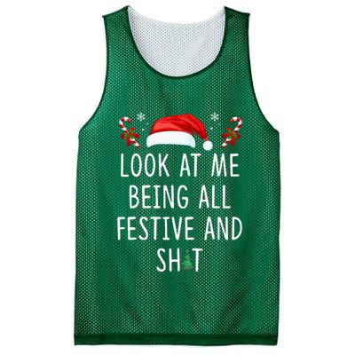 Look At Me Being All Festive And Funny Christmas Tree Mesh Reversible Basketball Jersey Tank