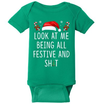 Look At Me Being All Festive And Funny Christmas Tree Baby Bodysuit