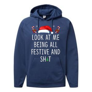 Look At Me Being All Festive And Funny Christmas Tree Performance Fleece Hoodie