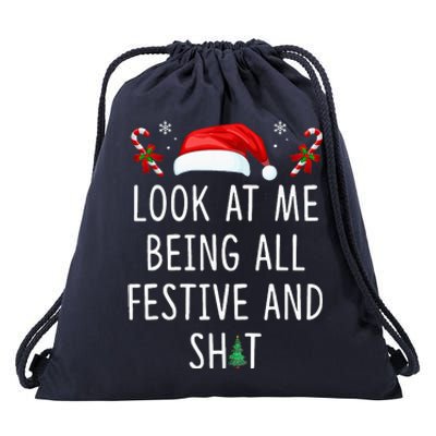 Look At Me Being All Festive And Funny Christmas Tree Drawstring Bag