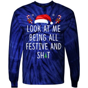 Look At Me Being All Festive And Funny Christmas Tree Tie-Dye Long Sleeve Shirt