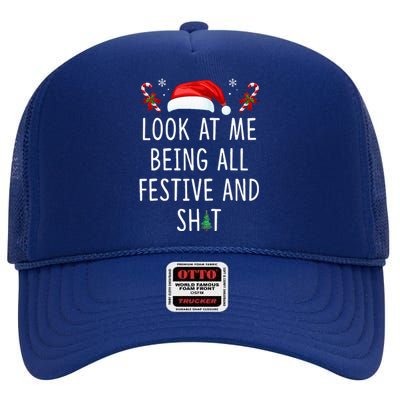 Look At Me Being All Festive And Funny Christmas Tree High Crown Mesh Back Trucker Hat