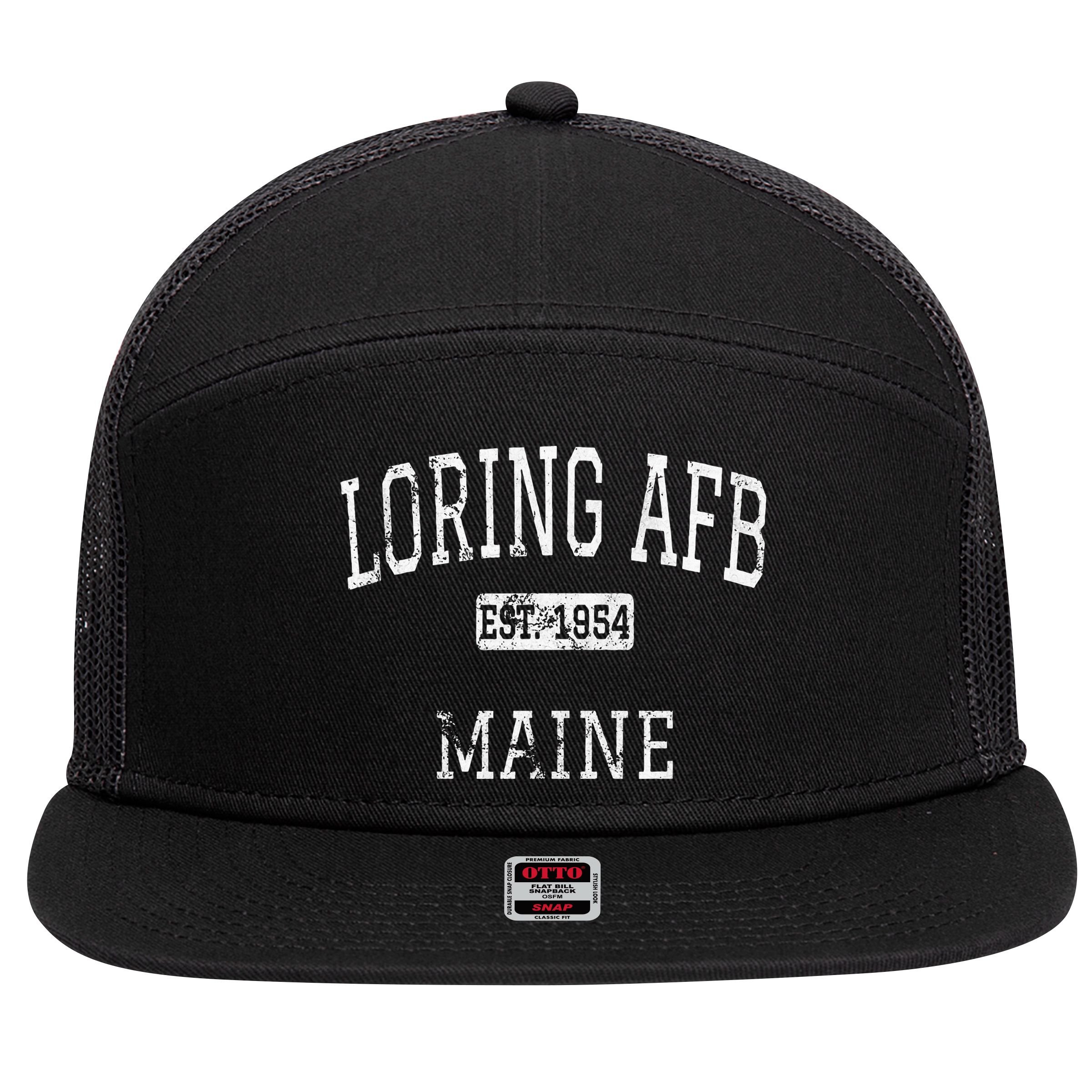 Loring Afb Maine Me Vintage 7 Panel Mesh Trucker Snapback Hat