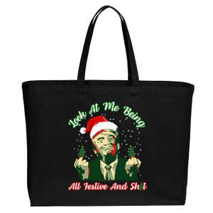 Look At Me Being All Festive Trump Christmas Cotton Canvas Jumbo Tote