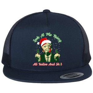 Look At Me Being All Festive Trump Christmas Flat Bill Trucker Hat