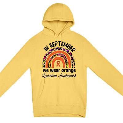 Leukemia Awareness Month Great Gift Rainbow We Wear Orange Funny Gift Premium Pullover Hoodie