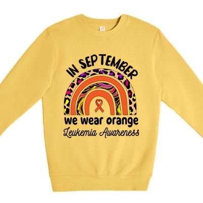 Leukemia Awareness Month Great Gift Rainbow We Wear Orange Funny Gift Premium Crewneck Sweatshirt