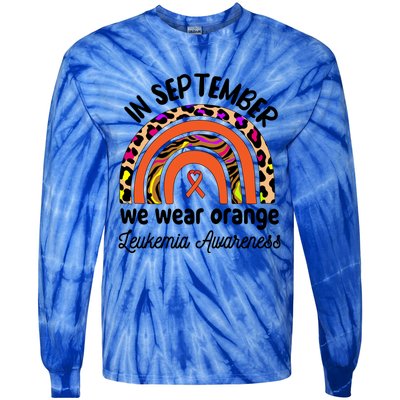 Leukemia Awareness Month Great Gift Rainbow We Wear Orange Funny Gift Tie-Dye Long Sleeve Shirt