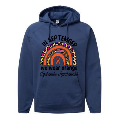 Leukemia Awareness Month Great Gift Rainbow We Wear Orange Funny Gift Performance Fleece Hoodie