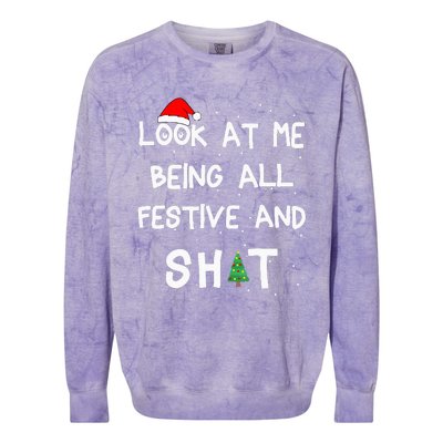 Look At Me Being All Festive And Shits Humorous Xmas 2024 Colorblast Crewneck Sweatshirt