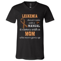 Leukemia Awareness Mom Support Leukemia Warrior V-Neck T-Shirt