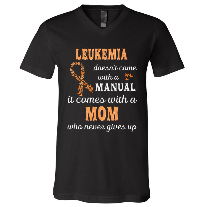 Leukemia Awareness Mom Support Leukemia Warrior V-Neck T-Shirt