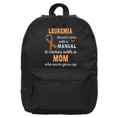 Leukemia Awareness Mom Support Leukemia Warrior 16 in Basic Backpack
