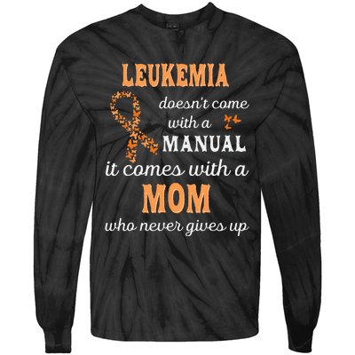 Leukemia Awareness Mom Support Leukemia Warrior Tie-Dye Long Sleeve Shirt