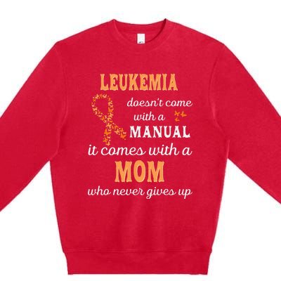 Leukemia Awareness Mom Support Leukemia Warrior Premium Crewneck Sweatshirt