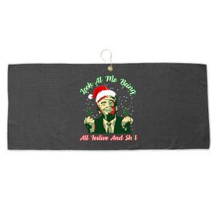 Look At Me Being All Festive Funny Trump Christmas Large Microfiber Waffle Golf Towel