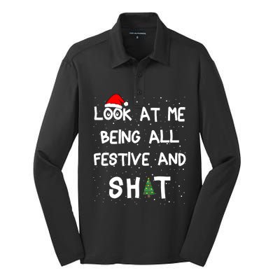 Look At Me Being All Festive Christmas Matching Family Silk Touch Performance Long Sleeve Polo