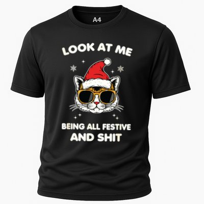 Look At Me Being All Festive And Shits Cat Xmas Performance Shirt