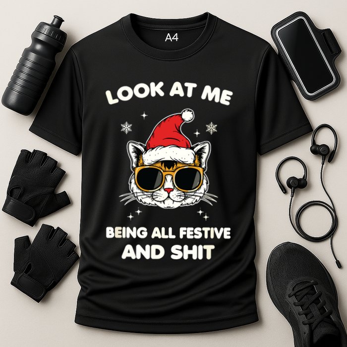 Look At Me Being All Festive And Shits Cat Xmas Performance Shirt