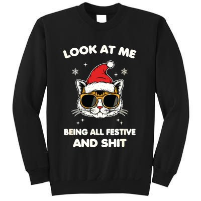 Look At Me Being All Festive And Shits Cat Xmas Sweatshirt