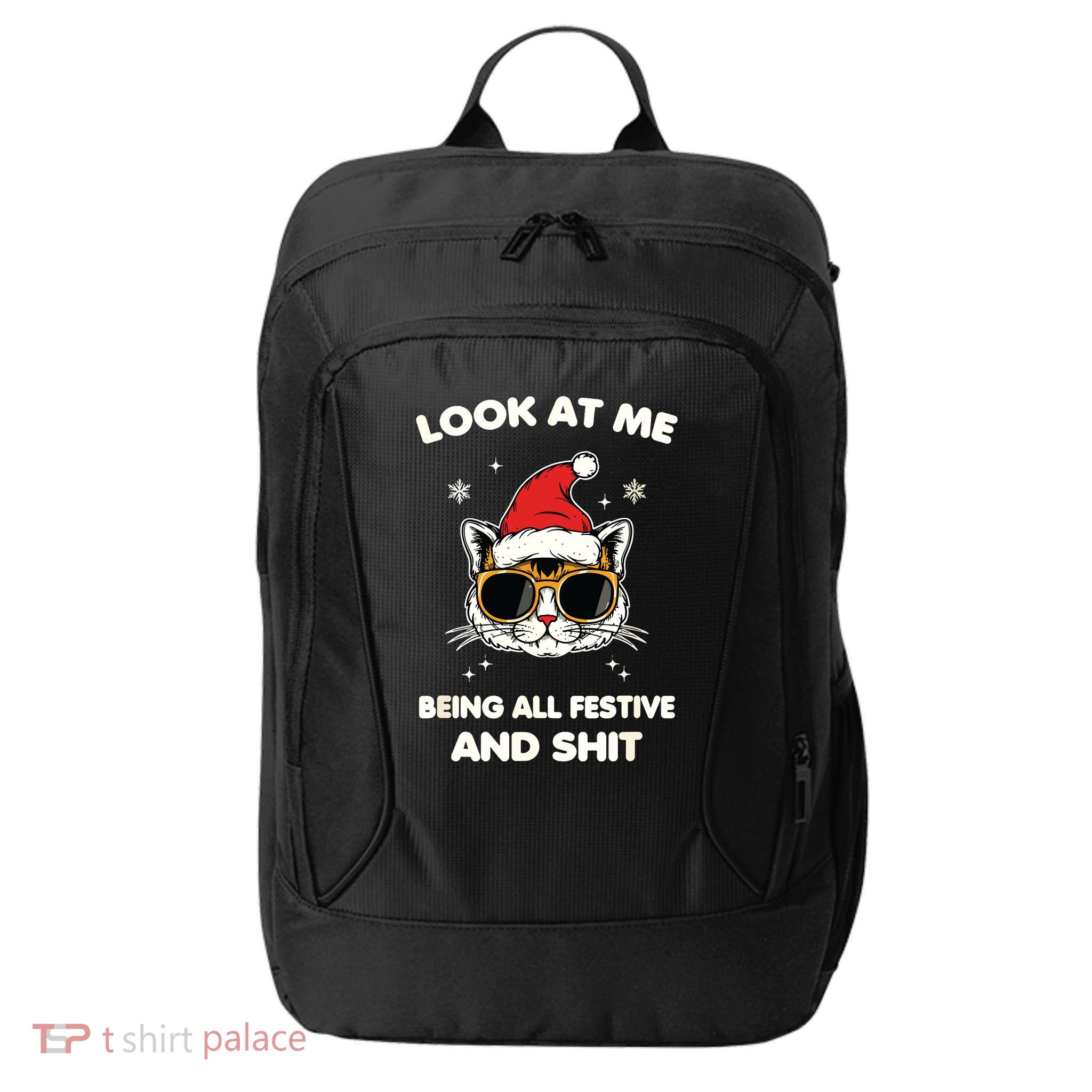 Look At Me Being All Festive And Shits Cat Xmas City Backpack