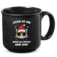 Look At Me Being All Festive And Shits Cat Xmas 15oz Campfire Ceramic Mug