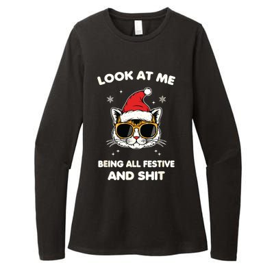 Look At Me Being All Festive And Shits Cat Xmas Womens CVC Long Sleeve Shirt