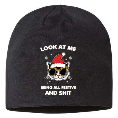 Look At Me Being All Festive And Shits Cat Xmas Sustainable Beanie