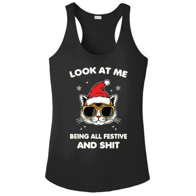 Look At Me Being All Festive And Shits Cat Xmas Ladies PosiCharge Competitor Racerback Tank