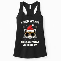 Look At Me Being All Festive And Shits Cat Xmas Womens Tank Top