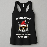 Look At Me Being All Festive And Shits Cat Xmas Womens Tank Top