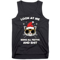 Look At Me Being All Festive And Shits Cat Xmas Tank Top