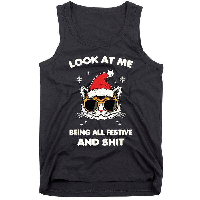 Look At Me Being All Festive And Shits Cat Xmas Tank Top