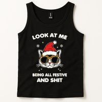 Look At Me Being All Festive And Shits Cat Xmas Tank Top