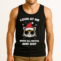 Look At Me Being All Festive And Shits Cat Xmas Tank Top