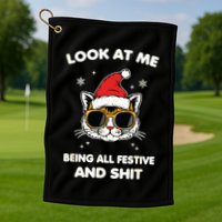 Look At Me Being All Festive And Shits Cat Xmas Golf Towel