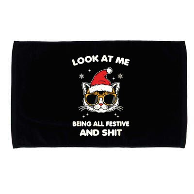 Look At Me Being All Festive And Shits Cat Xmas Microfiber Hand Towel