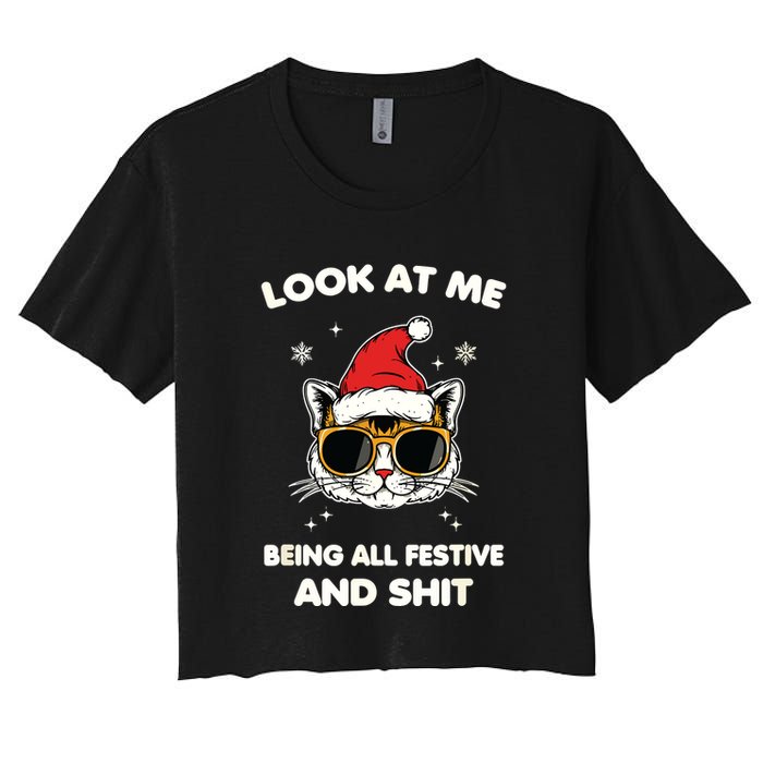 Look At Me Being All Festive And Shits Cat Xmas Crop Top
