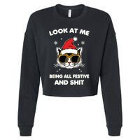 Look At Me Being All Festive And Shits Cat Xmas Cropped Pullover Crew