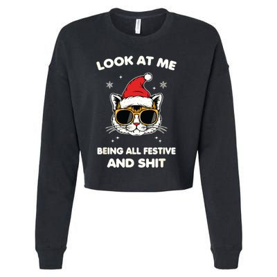 Look At Me Being All Festive And Shits Cat Xmas Cropped Pullover Crew