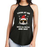 Look At Me Being All Festive And Shits Cat Xmas Women's Perfect Tri Rocker Tank