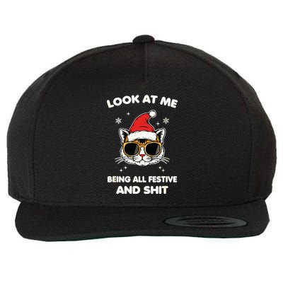 Look At Me Being All Festive And Shits Cat Xmas Wool Snapback Cap