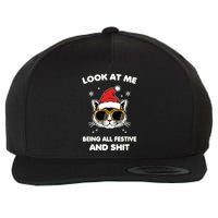 Look At Me Being All Festive And Shits Cat Xmas Wool Snapback Cap