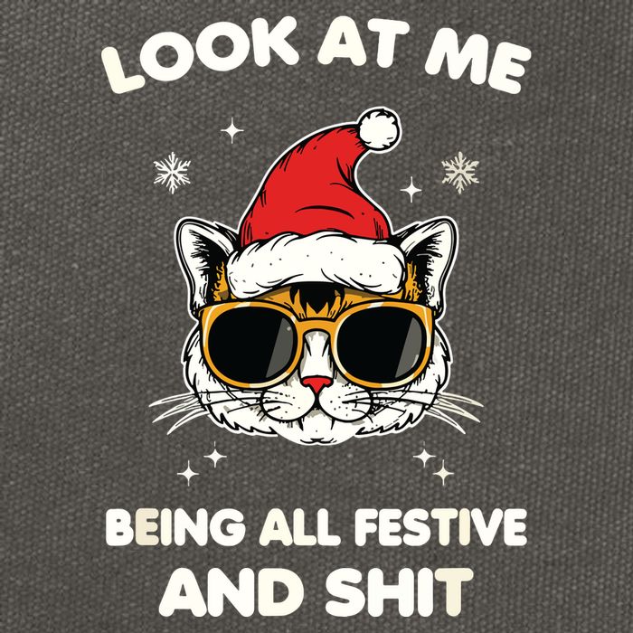 Look At Me Being All Festive And Shits Cat Xmas Cotton Canvas Backpack