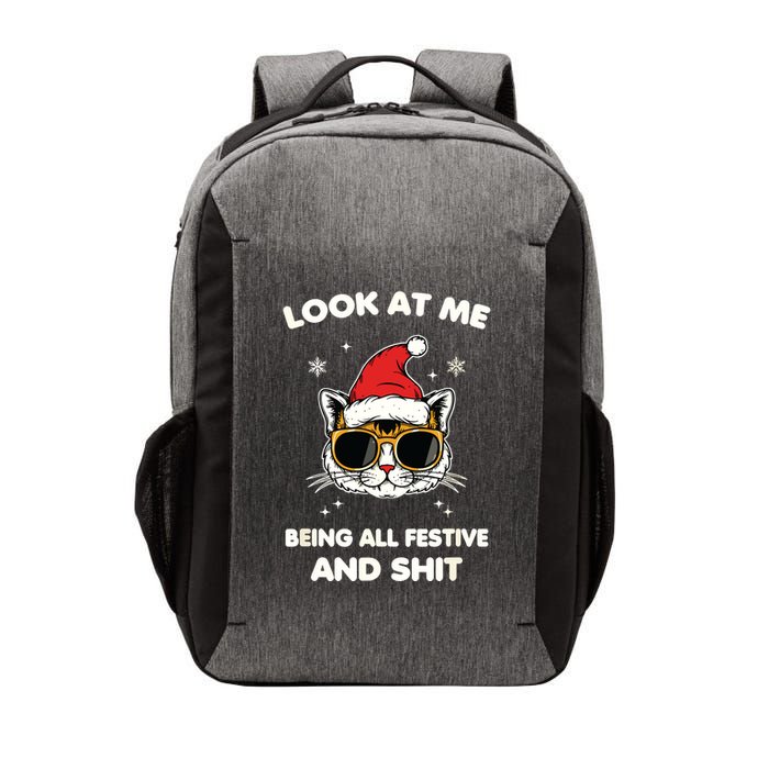 Look At Me Being All Festive And Shits Cat Xmas Vector Backpack