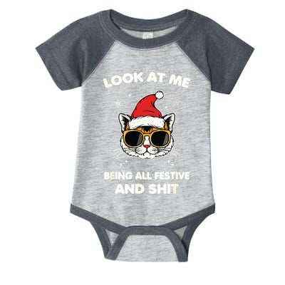 Look At Me Being All Festive And Shits Cat Xmas Infant Baby Jersey Bodysuit
