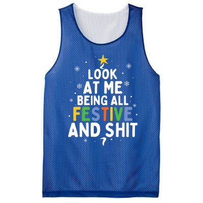 Look At Me Being All Festive Funny Humorous Christmas Tree Gift Mesh Reversible Basketball Jersey Tank