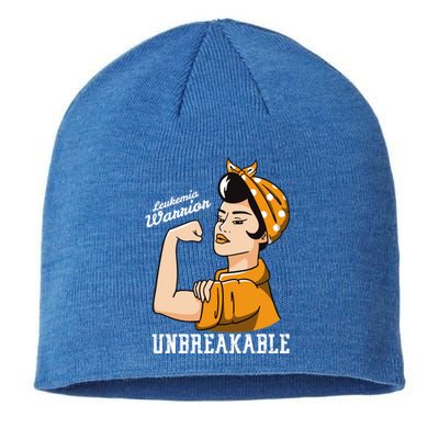 Leukemia Awareness Month Unbreakable Warrior Vintage Gift Sustainable Beanie