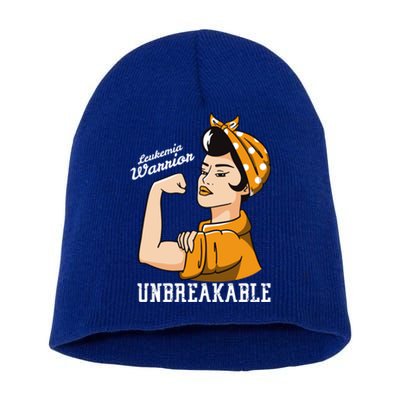 Leukemia Awareness Month Unbreakable Warrior Vintage Gift Short Acrylic Beanie