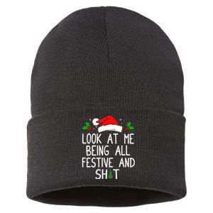 Look At Me Being All Festive And Shit Funny Christmas Sustainable Knit Beanie